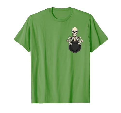 Funny Pocket Skeleton Halloween T Shirt For Men Funny Skeleton in The Pocket Halloween Kids Teens Adults T-Shirt - size chart