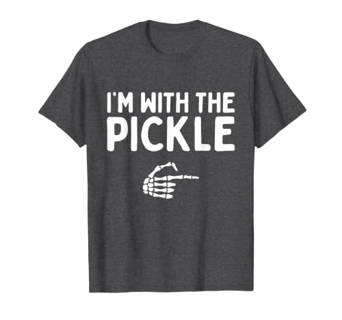 Funny Halloween Costume Holiday Party Gift I'm with The Pickle Funny Halloween Costume Matching Couples T-Shirt - size chart