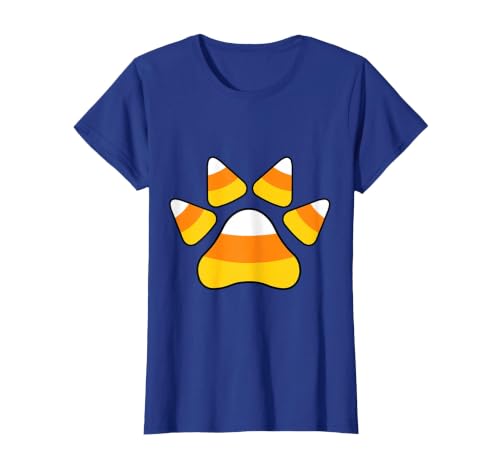 Scary Halloween Tees For Adults and Kids Halloween Candy Corn Paw Print T-Shirt for Animal Lovers T-Shirt - size chart