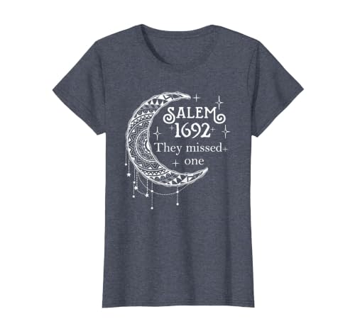 Salem 1692 They Missed One - Salem Witch 1692 Halloween T-Shirt - size chart