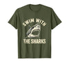 Mademark Swim With the Sharks Mens Ocean Predator Design T-Shirt - Pink