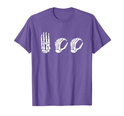 Deaf Halloween ASL Costume Boo Hands ASL Halloween Skeleton Hand American Sign Language Boo T-Shirt - size chart