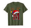 Christmas Buffalo Plaid Alphabet Tees Letter M Name Initial Buffalo Plaid Alphabet Monogram T-Shirt - size chart