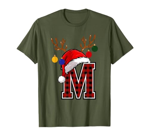 Christmas Buffalo Plaid Alphabet Tees Letter M Name Initial Buffalo Plaid Alphabet Monogram T-Shirt - size chart