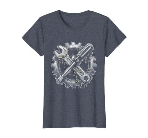 Mademark Grease Monkey Wrench and Screwdriver Crossed T-Shirt - Women - size chart