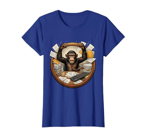 Mademark Monkey Office Chaos Funny Adult Humor Graphic T-Shirt - Women - size chart