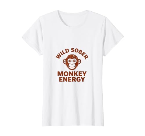 Mademark Wild Sober Monkey Energy Funny Sobriety Design T-Shirt - Women - size chart