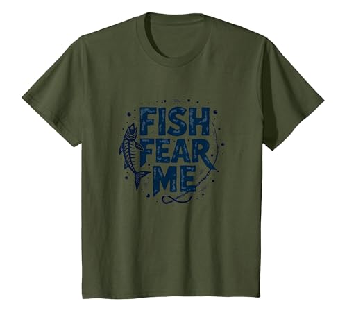 Mademark Fish Fear Me Funny Fishing for Men Angler Humor Quote T-Shirt - size chart