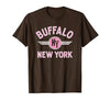 133 Apparel Buffalo NY Buffalo New York Circle NY Pink Print T-Shirt - size chart