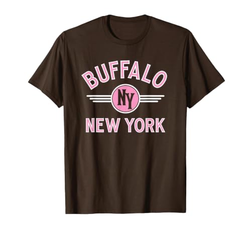133 Apparel Buffalo NY Buffalo New York Circle NY Pink Print T-Shirt - size chart