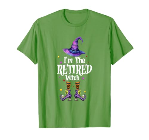 Funny Quote Horror Costume Party Family Friends I'm The Retired Witch Spooky Scary Halloween Retiree Women T-Shirt - size
