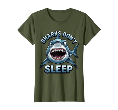 Mademark Sharks Don't Sleep Ocean Predator Design T-Shirt - size chart