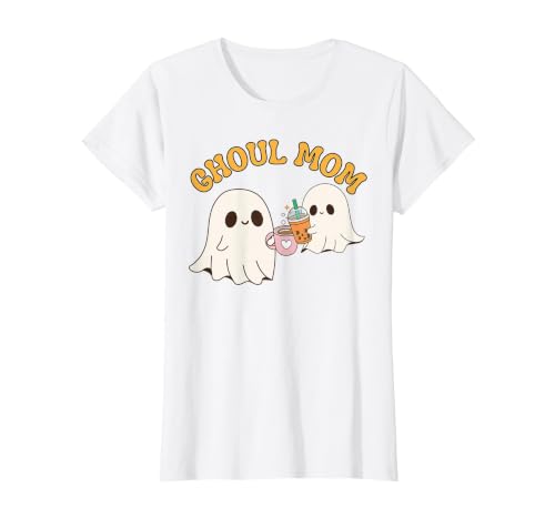 Ghoul Mom Cute Halloween Mother Ghost Mommy Trick Treating T-Shirt - size chart
