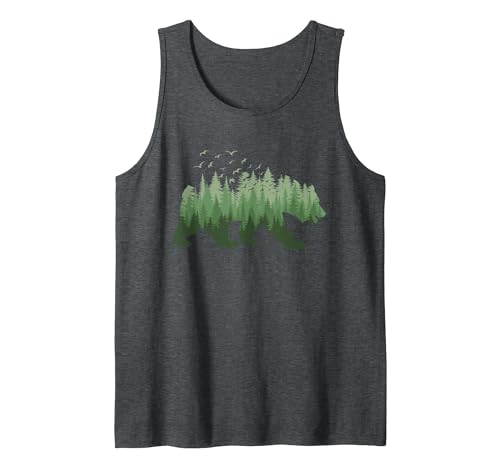 Outdoor Nature Forest Animal Gifts Nature Forest Wildlife Trees Wild Animal Bear Tank Top - size chart