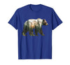 Bear Designs. Bear Forest Mountains Trees Nature Sunset Outdoor Graphic T-Shirt - size chart