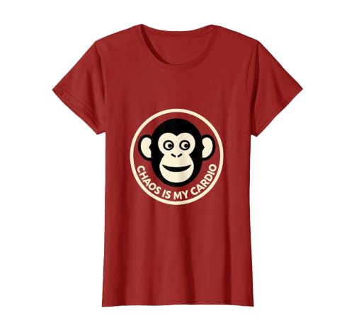 Mademark Chaos Is My Cardio Funny Monkey Design T-Shirt - Women - size chart