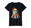 Patchwork Quilt Ghost Halloween Quilter Autumn Tee Patchwork Ghost Quilt Halloween Quilter Fall Autumn Bow Cute T-Shirt -
