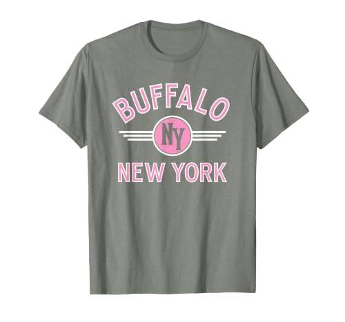 133 Apparel Buffalo NY Buffalo New York Circle NY Pink Print T-Shirt - size chart