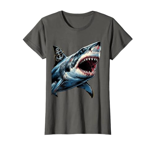 Mademark Shark With Anchor Tattoo Art Graphic Design T-Shirt - size chart