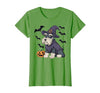 Witch Schnauzer Dog Halloween Outfits Schnauzer Dog Scary Pumpkin Bat Witch Schnauzer Halloween T-Shirt - size chart
