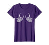 Halloween Tees for Women Men Kids Rocker Hand Sign Rock Skeleton Halloween Costume Men Women T-Shirt - size chart