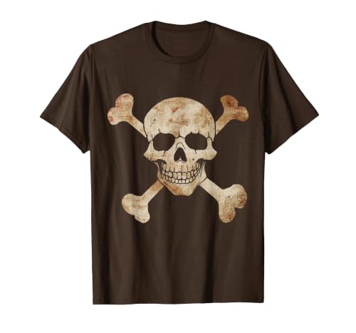 Halloween Designs. Pirate Flag Skull and Crossbones Skeleton Graphic Halloween T-Shirt - size chart