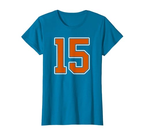 Number 15 Jersey Player Uniform #15 Gifts Burnt Orange White Number 15 Jersey Player Uniform #15 T-Shirt - size chart