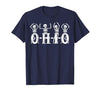 Funny O-H-I-O State Skeleton Halloween Funny O-H-I-O State Skeleton Ohio Halloween Vintage Vibe Fun T-Shirt - size chart