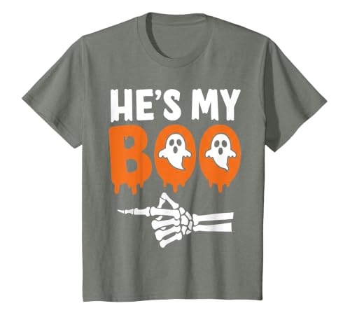 He's My Boo Matching Halloween Pajama Couples Funny T-Shirt - size chart