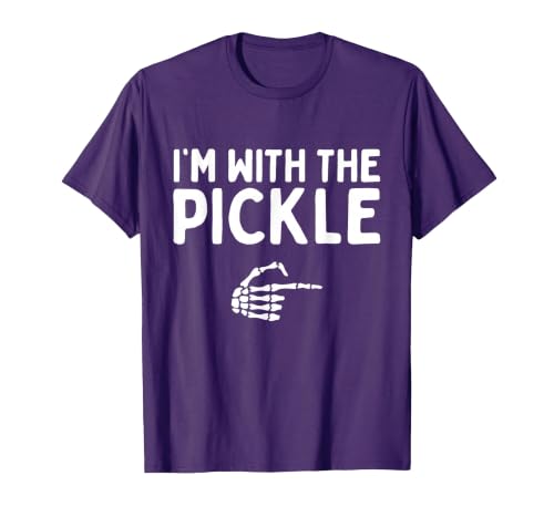 Funny Halloween Costume Holiday Party Gift I'm with The Pickle Funny Halloween Costume Matching Couples T-Shirt - size chart
