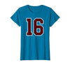 Maroon Number 16 Jersey Player Uniform #16 Gifts Maroon and White Number 16 Jersey Player Uniform #16 Fan T-Shirt - size