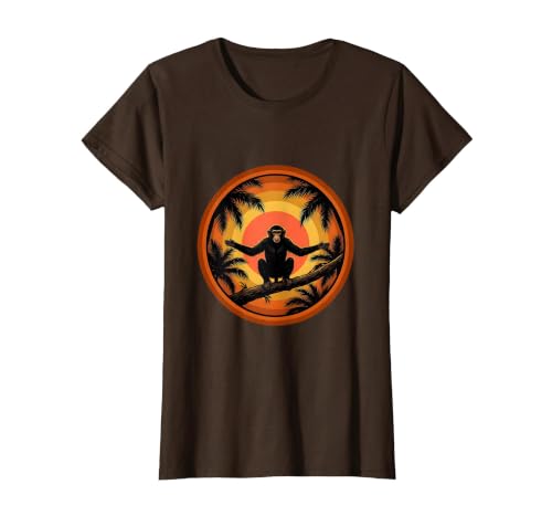 Mademark Monkey Silhouette Tropical Sunset Graphic T-Shirt - Women - size chart