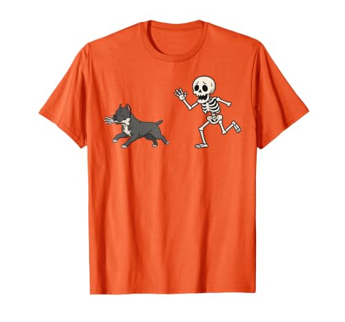 Pitbull Halloween Costume Funny Pitbull Skeleton Hand Halloween T-Shirt - size chart