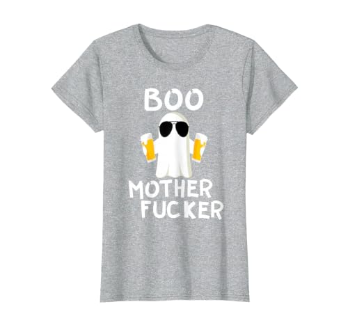 Vulgar Halloween Tee Shop Boo Motherfucker Funny Beer Drinking Ghost Adult Halloween T-Shirt - size chart