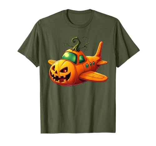 Funny Halloween Airplane Costume for Kid Boy Funny Airplane Pumpkin Pilot Lovers Halloween Mens Boys Kids T-Shirt - size