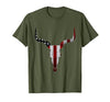 Cow skull USA Flag Bull Skull American Flag Cow Skull Western Graphic Wild West T-Shirt - size chart