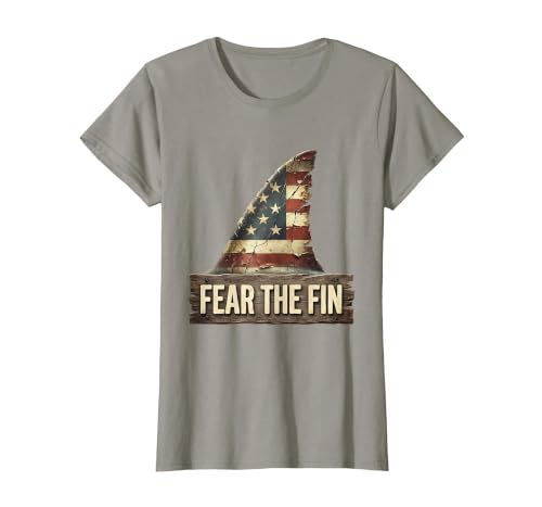 Mademark Fear the Fin Shark Graphic Design T-Shirt - size chart