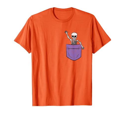 Halloween Shirts Skeleton Costume Men Women Kids Skeleton Pocket Halloween Costume Funny Skull Character T-Shirt - size chart