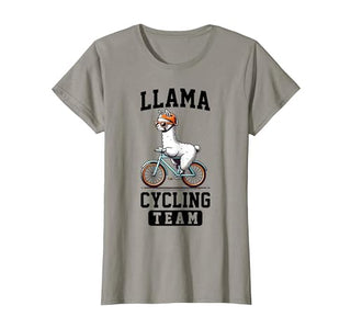 Bicycle Riding Animals Co. Llama Cycling Team Riding Bicycle T-Shirt - size chart