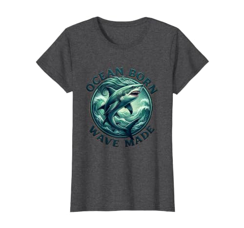 Mademark Ocean Born Wave Made Shark Women Graphic Design T-Shirt - size chart