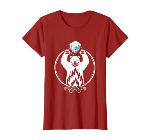 Mademark Polar Bear Throws Ice Into Fire Funny Design T-Shirt - size chart