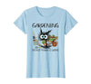 Black Cat Do Gardening Because Murder is Wrong T-Shirt - size chart