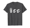 Deaf Halloween ASL Costume Boo Hands ASL Halloween Skeleton Hand American Sign Language Boo T-Shirt - size chart