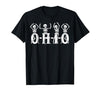 Funny O-H-I-O State Skeleton Halloween Funny O-H-I-O State Skeleton Ohio Halloween Vintage Vibe Fun T-Shirt - size chart