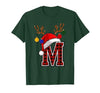 Christmas Buffalo Plaid Alphabet Tees Letter M Name Initial Buffalo Plaid Alphabet Monogram T-Shirt - size chart
