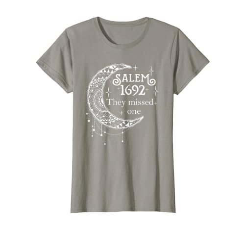 Salem 1692 They Missed One - Salem Witch 1692 Halloween T-Shirt - size chart