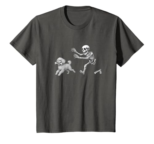 Funny Halloween Dog Lovers Gift Tees Skeleton Dogs Funny Skeleton Chasing Goldendoodle Dog Halloween Dogs Lover T-Shirt -