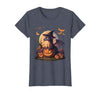 Halloween Dragons Fantasy Spooky Witchy Cute Halloween Dragon Witch Hat Pumpkin Moon Fantasy T-Shirt - size chart