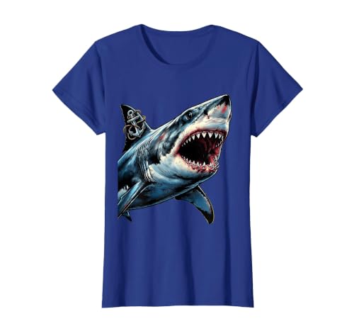 Mademark Shark With Anchor Tattoo Art Graphic Design T-Shirt - size chart