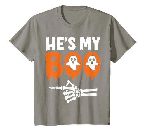 He's My Boo Matching Halloween Pajama Couples Funny T-Shirt - size chart